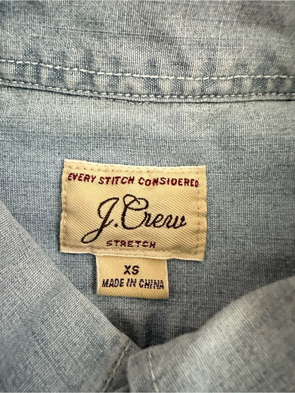 J. Crew Stretch Men's Cotton Slim Flex Button Down Short Sleeve Shirt Blue XS